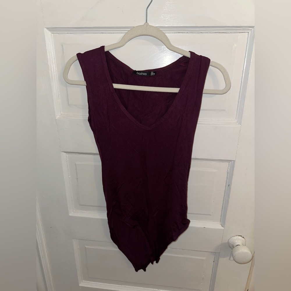 Purple v neck bodysuit